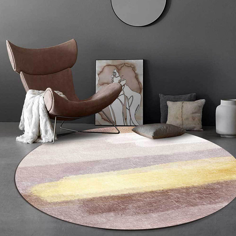 Lisslune | Brown Abstract Carpet Polyester Modernism Carpet Washable Non-Slip Back Carpet for Decoration