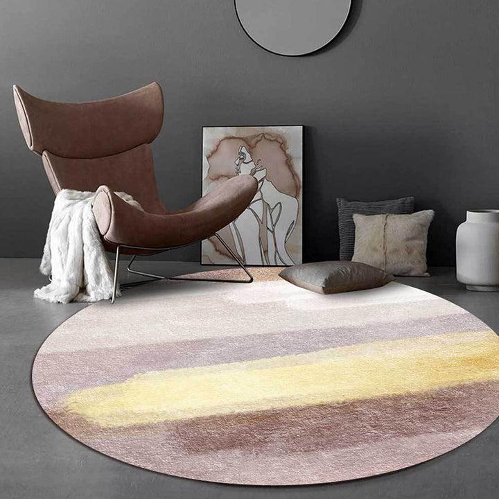 Lisslune | Brown Abstract Carpet Polyester Modernism Carpet Washable Non-Slip Back Carpet for Decoration
