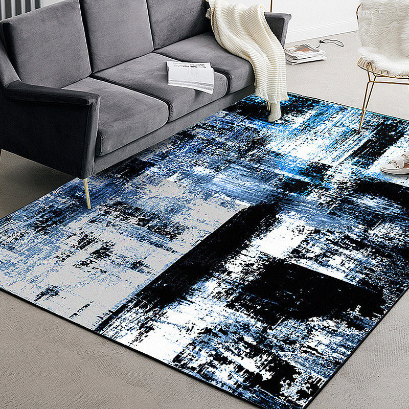 Lisslune | Multicolor Living Room Rug Modernism Brushstroke Pattern Rug Polyester Machine Washable Non-Slip Back Rug
