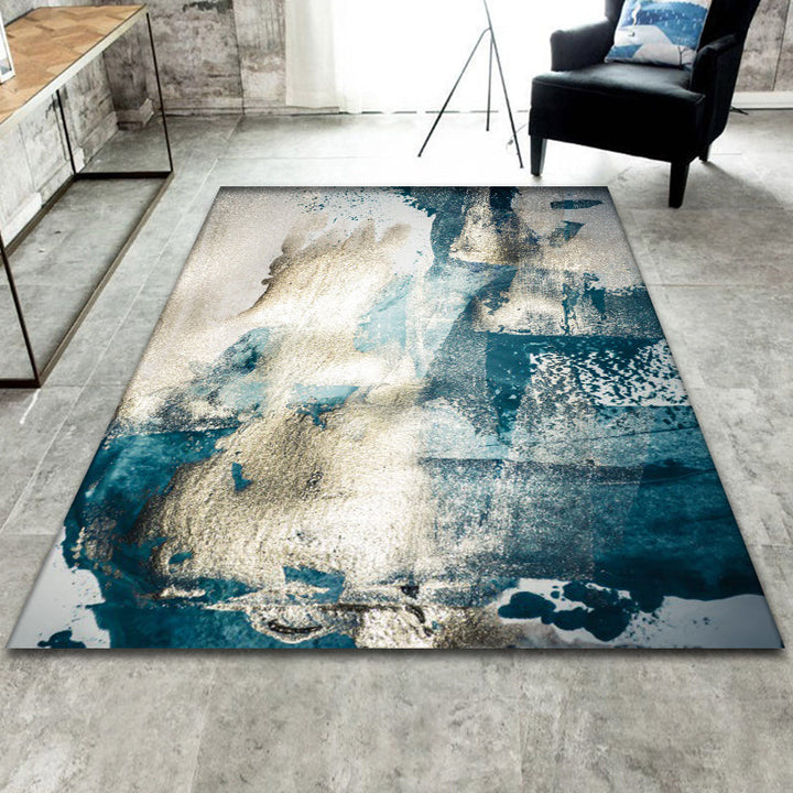 Lisslune | Minimalist Abstract Star Pattern Carpet Blue Polyester Rug Non-Slip Pet-Friendly Washable Indoor Carpet for Decoration