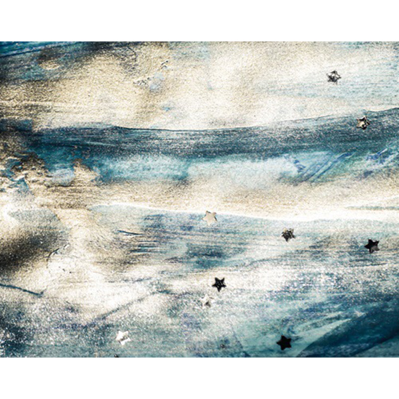 Lisslune | Minimalist Abstract Star Pattern Carpet Blue Polyester Rug Non-Slip Pet-Friendly Washable Indoor Carpet for Decoration