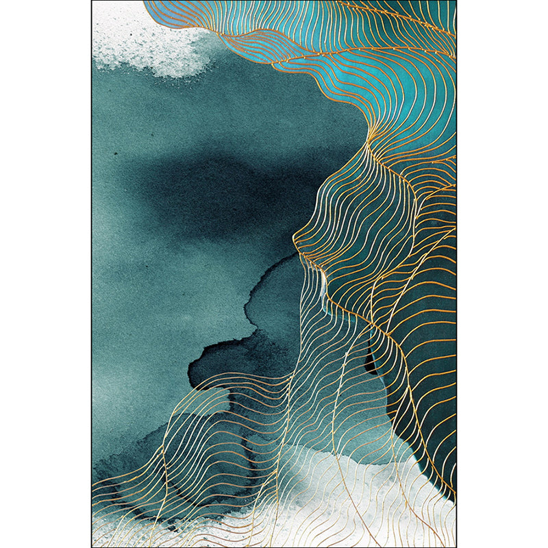 Lisslune | Creative Green Industrial Carpet Polyester Abstract Swirl Striped Pattern Carpet Washable Non-Slip Backing Pet-Friendly Carpet for Decoration