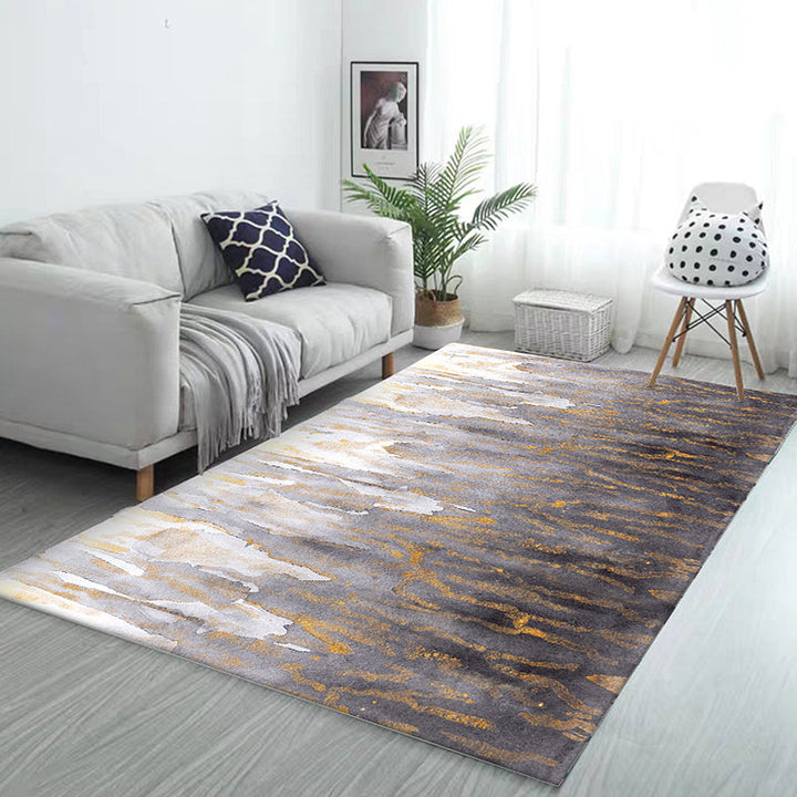 Lisslune | Gray Bedroom Rug Modernism Abstract Rug Polyester Machine Washable Non-Slip Backing Rug