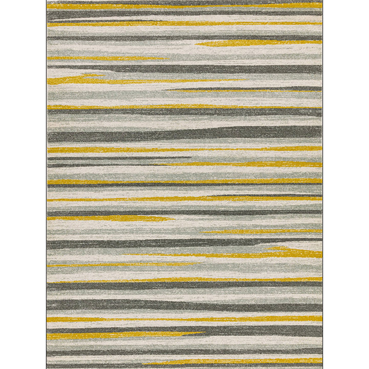 Lisslune | Simplicity Striped Pattern Carpet Yellow and Pink Polyester Carpet Non-Slip Pet Friendly Washable Carpet for Decoration