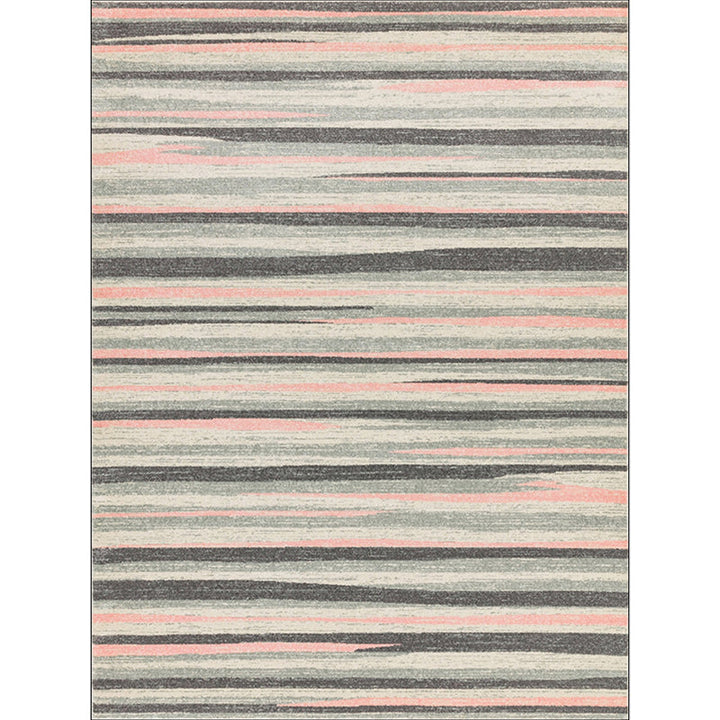 Lisslune | Simplicity Striped Pattern Carpet Yellow and Pink Polyester Carpet Non-Slip Pet Friendly Washable Carpet for Decoration