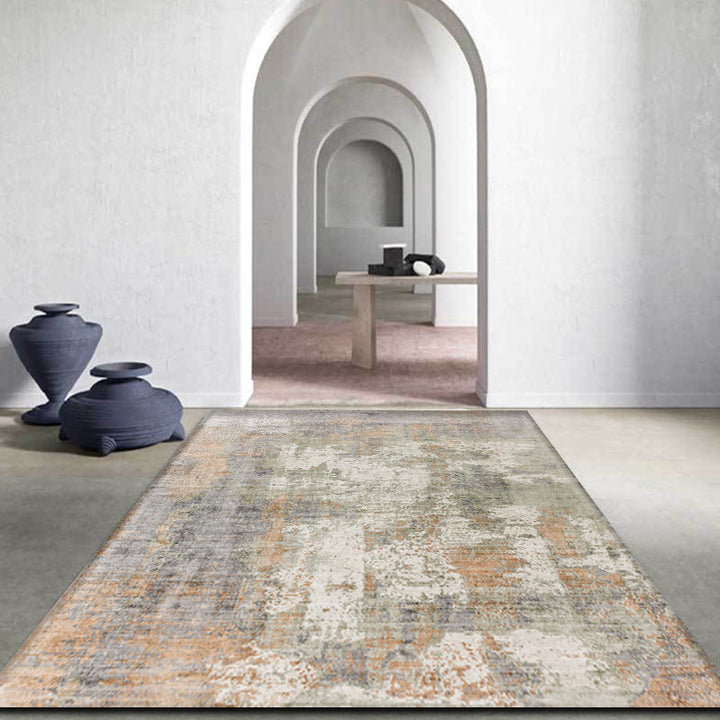 Lisslune | Industrial living room rug abstract rug polyester washable non-slip pet-friendly carpet