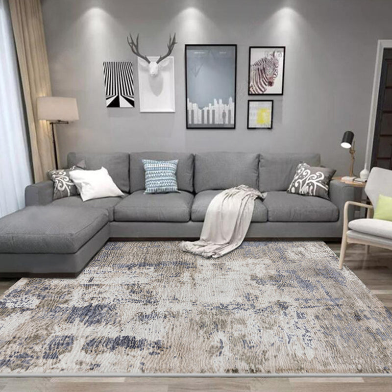 Lisslune | Industrial living room rug abstract rug polyester washable non-slip pet-friendly carpet
