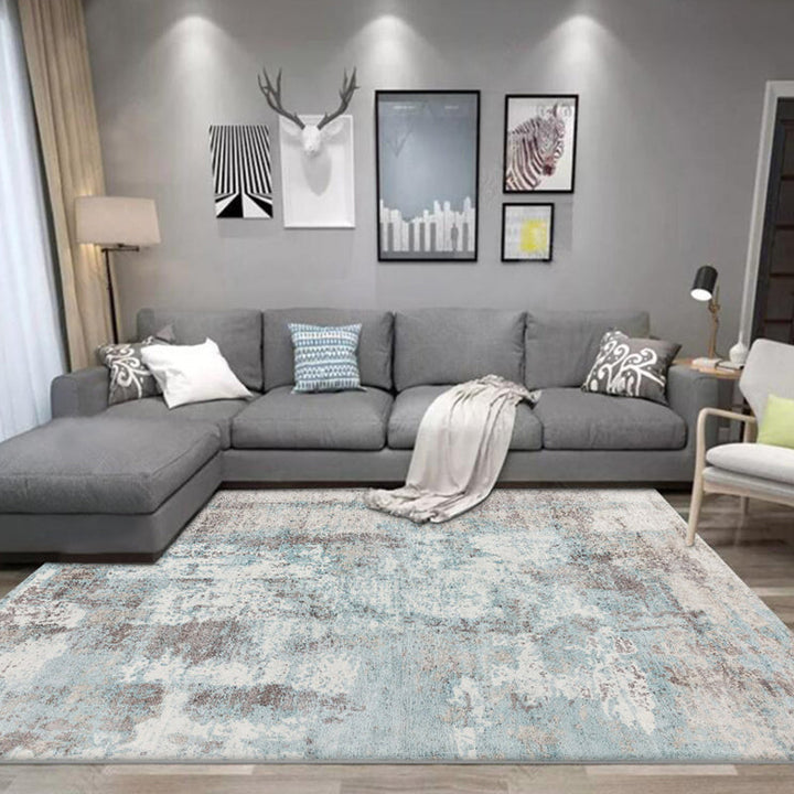 Lisslune | Industrial living room rug abstract rug polyester washable non-slip pet-friendly carpet
