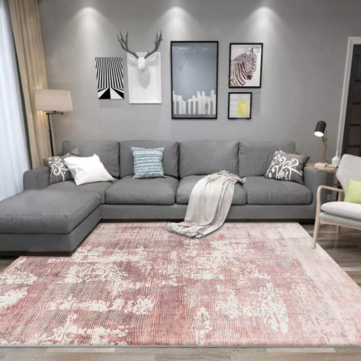 Lisslune | Industrial living room rug abstract rug polyester washable non-slip pet-friendly carpet