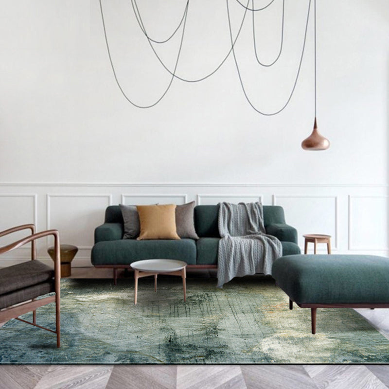 Lisslune | Green Modernism Carpet Polyester Abstract Area Rug Pet-Friendly Washable Non-Slip Area Rug for Bedroom
