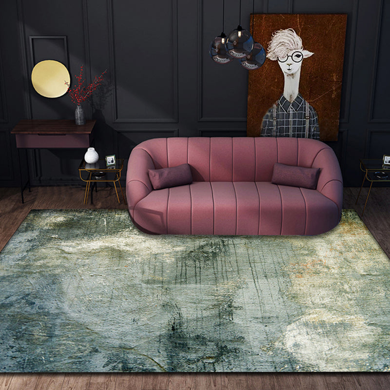 Lisslune | Green Modernism Carpet Polyester Abstract Area Rug Pet-Friendly Washable Non-Slip Area Rug for Bedroom