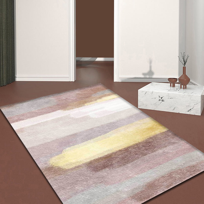 Lisslune | Minimalist Abstract Carpet Pink Polyester Area Rug Non-Slip Pet-Friendly Washable Rug for Decoration