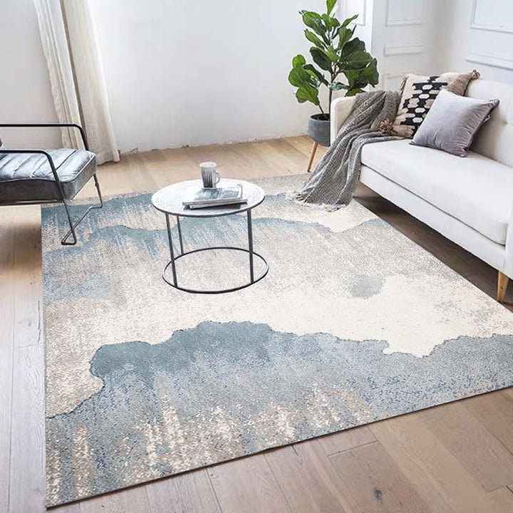 Lisslune | Industrial Bedroom Rug Grey Abstract Rug Polyester Washable Non-slip Pet-friendly Rug
