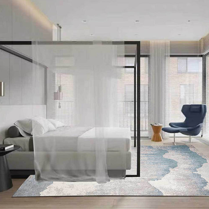 Lisslune | Industrial Bedroom Rug Grey Abstract Rug Polyester Washable Non-slip Pet-friendly Rug