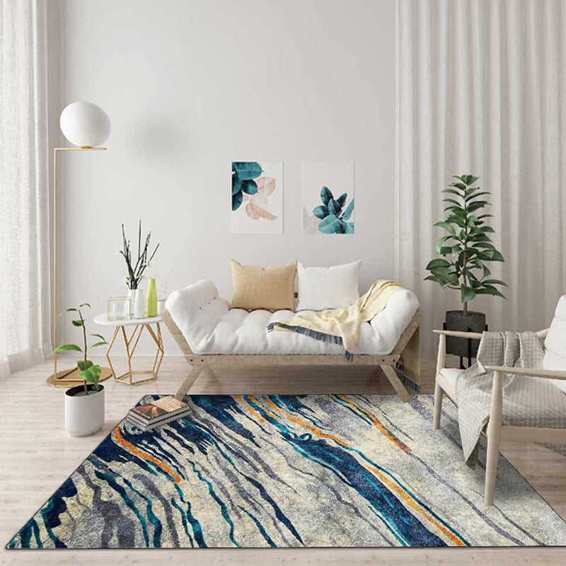 Lisslune | Unusual multicolored industrial carpet polyester swirl stripe pattern carpet washable non-slip backing pet-friendly carpet for home