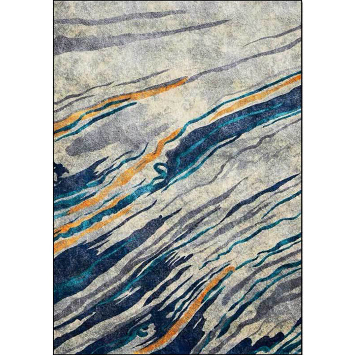 Lisslune | Unusual multicolored industrial carpet polyester swirl stripe pattern carpet washable non-slip backing pet-friendly carpet for home