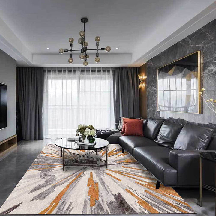 Lisslune | Brown industrial carpet polyester radial pattern carpet pet-friendly washable non-slip carpet for the bedroom