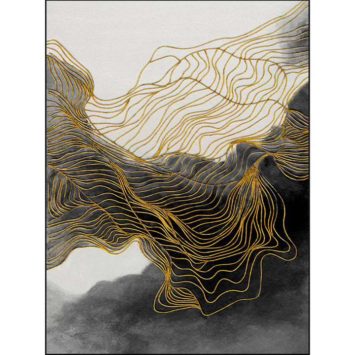Lisslune | Modern Whirl Stripe Pattern Rug Black Polyester Area Rug Non-Slip Pet-Friendly Washable Rug for Living Room