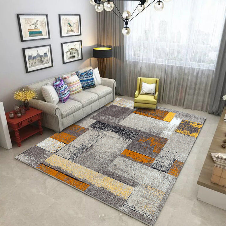 Lisslune | Industrial Living Room Carpet Abstract Carpet Polyester Machine Washable Non-Slip Backing Pet-Friendly Carpet