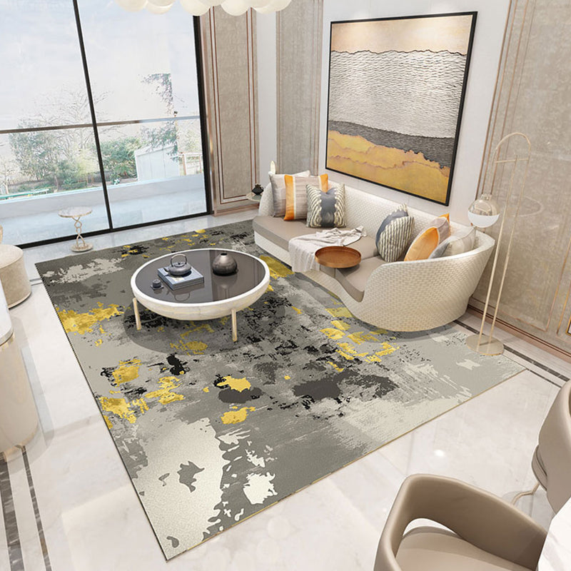 Lisslune | Funky Abstract Area Rug Multi Color Contemporary Rug Polyester Washable Non-slip Pet Friendly Carpet for the Living Room
