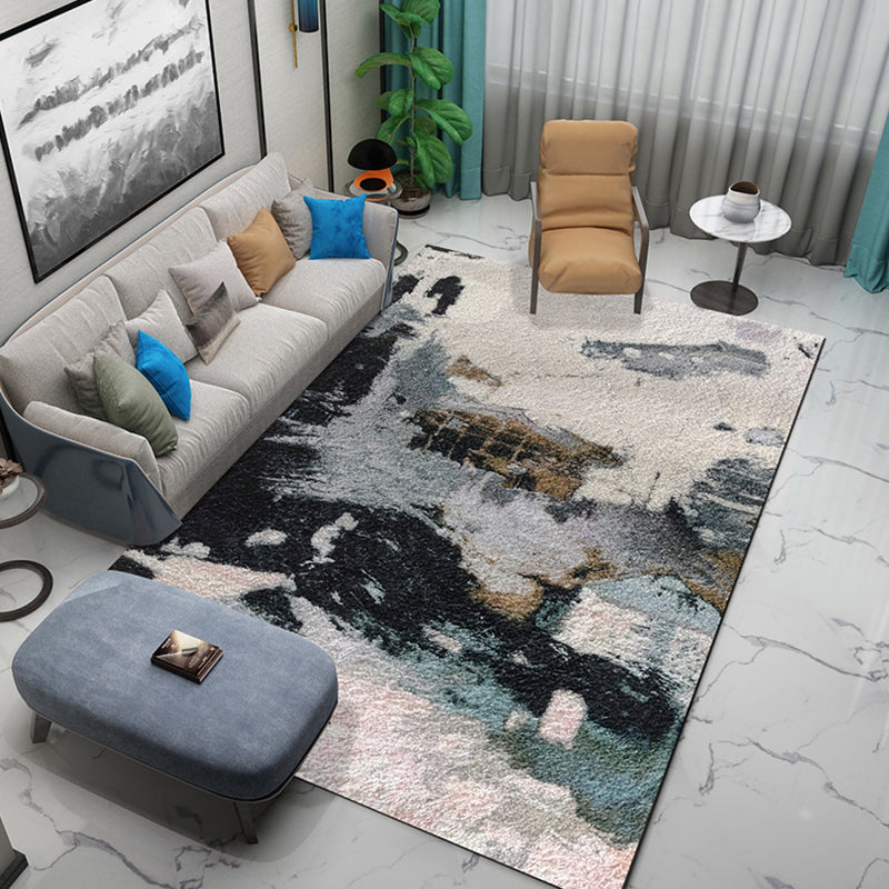 Lisslune | Industrial Abstract Pattern Carpet Multicolor Polyester Carpet Non-Slip Washable Pet-Friendly Carpet for Sitting Area