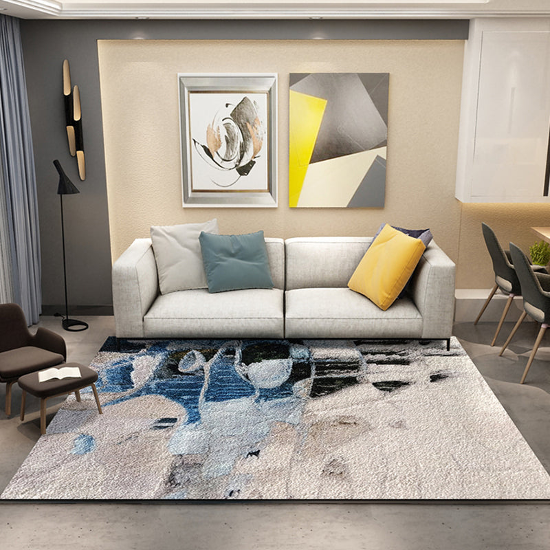 Lisslune | Industrial Abstract Pattern Carpet Multicolor Polyester Carpet Non-Slip Washable Pet-Friendly Carpet for Sitting Area