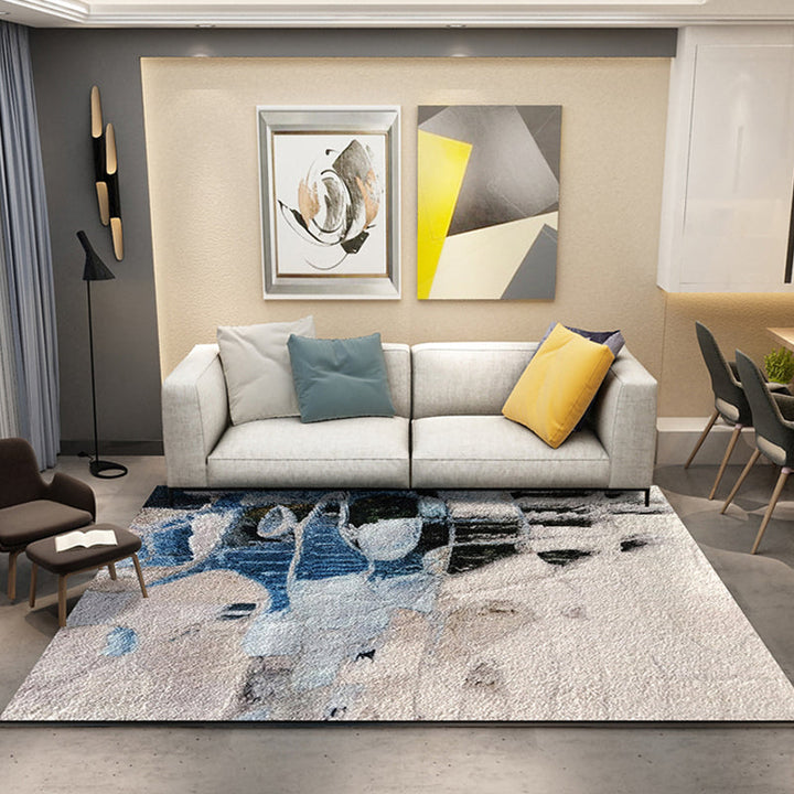 Lisslune | Industrial Abstract Pattern Carpet Multicolor Polyester Carpet Non-Slip Washable Pet-Friendly Carpet for Sitting Area