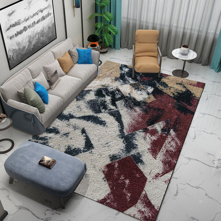Lisslune | Industrial Abstract Pattern Carpet Multicolor Polyester Carpet Non-Slip Washable Pet-Friendly Carpet for Sitting Area