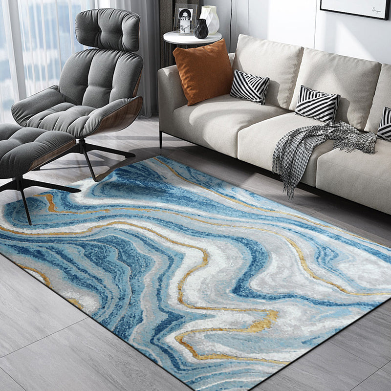 Lisslune | Casual Industrial Area Rug Polyester Abstract Watercolor Pattern Carpet Washable Pet-Friendly Rug for Living Space