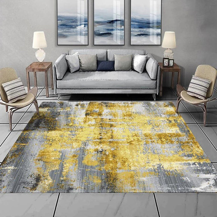 Lisslune | Industrial abstract carpet polyester rug non-slip pet-friendly washable rug for living room