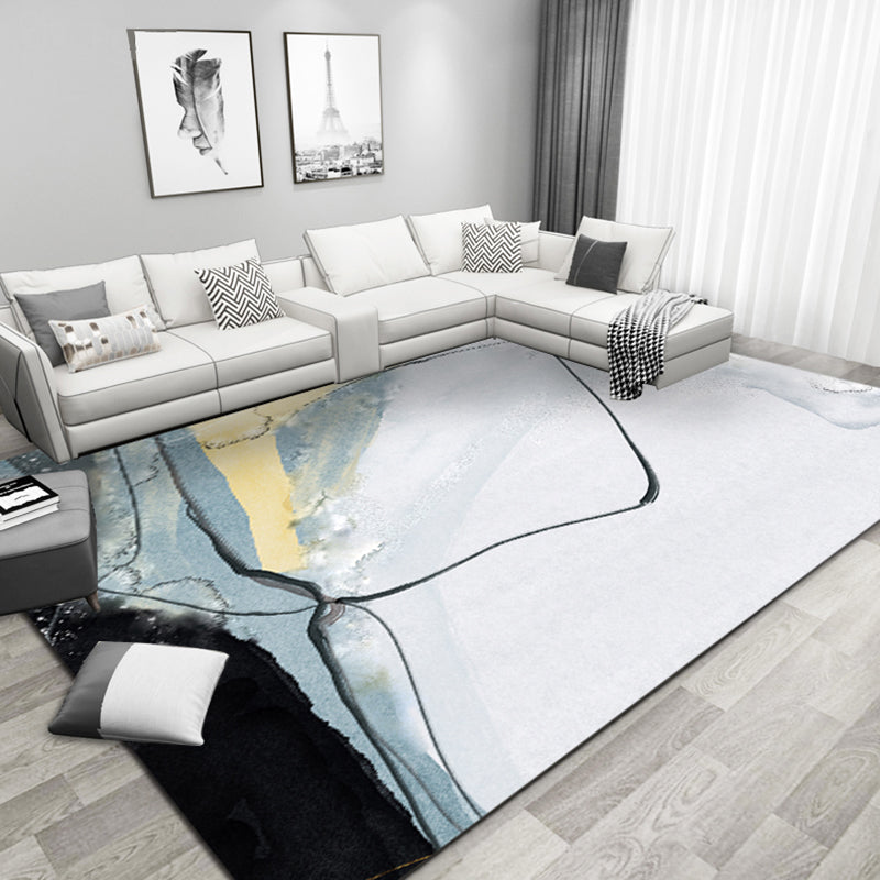Lisslune | Multicolored Parlor Carpet Modern Abstract Carpet Polyester Machine Washable Non-slip Back Area Rug