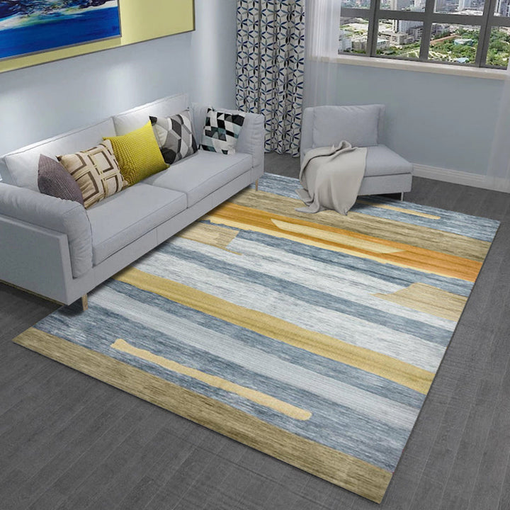 Lisslune | Multicolored Parlor Carpet Modern Abstract Carpet Polyester Machine Washable Non-slip Back Area Rug
