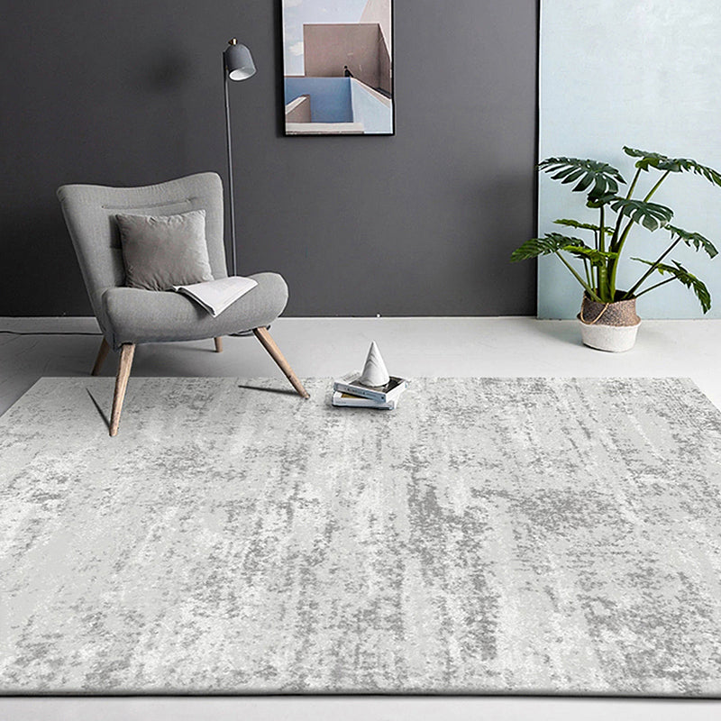 Lisslune | Industry Abstract Area Rug Silver Gray Polyester Carpet Non-Slip Pet Friendly Washable Rug for Living Room
