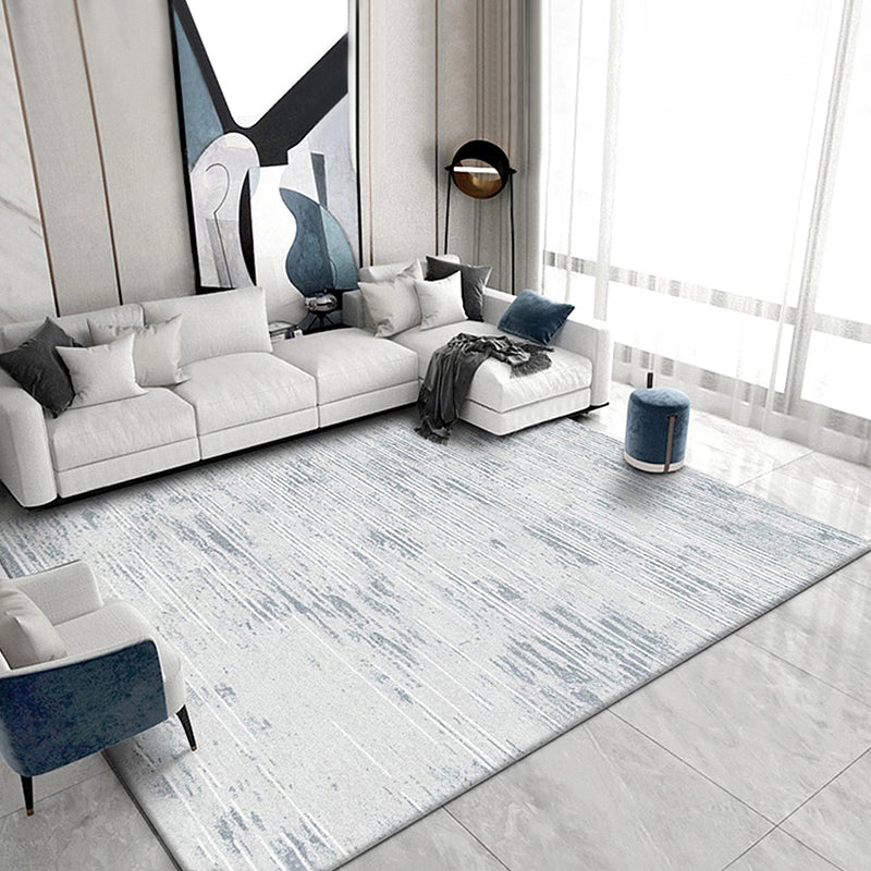Lisslune | Industry Abstract Area Rug Silver Gray Polyester Carpet Non-Slip Pet Friendly Washable Rug for Living Room