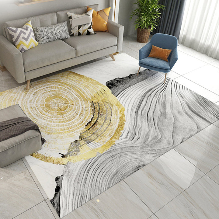 Lisslune | Multicolored Swirl Striped Carpet Polyester Industrial Carpet Non-Slip Backing Carpet for Bedroom