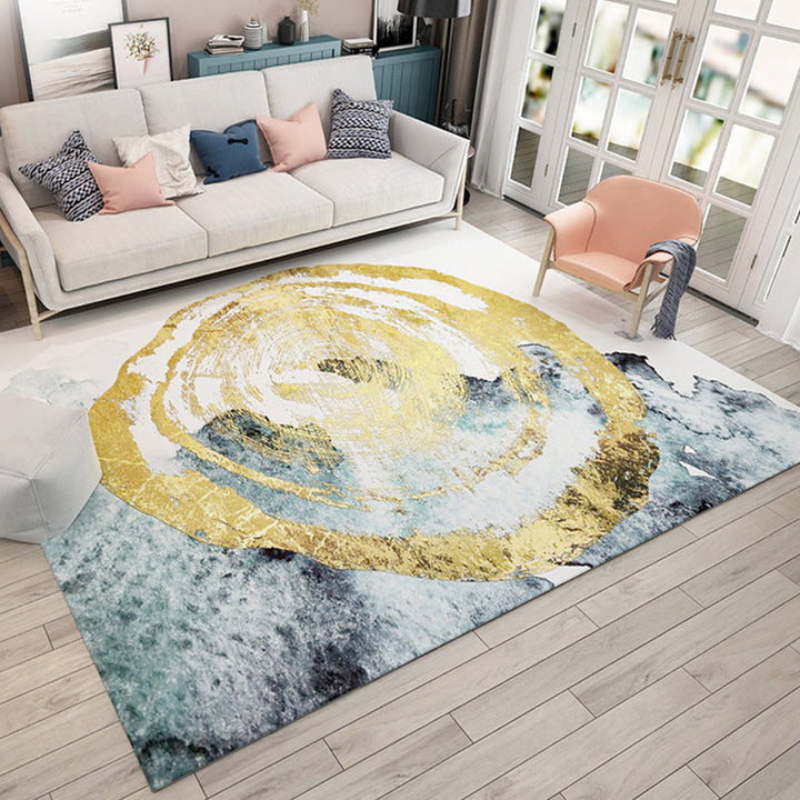 Lisslune | Multicolored Swirl Striped Carpet Polyester Industrial Carpet Non-Slip Backing Carpet for Bedroom