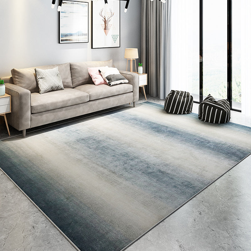 Lisslune | Modernist Salon Carpet Gray and Blue Abstract Carpet Polyester Machine Anti-slip Back Area Carpet