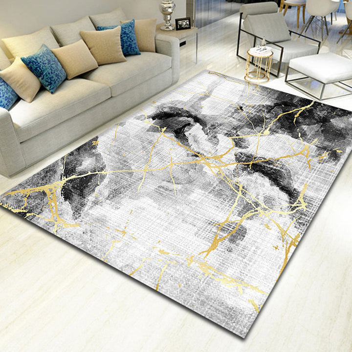 Lisslune | Unique Abstract Rug Black Industrial Rug Polyester Machine Washable Non-Slip Pet Friendly Carpet for Living Room