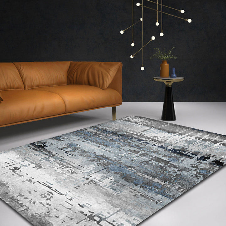 Lisslune | Creative Industrial Area Floor Rug Polyester Grey Abstract Carpet Washable Pet Friendly Rug for Parlor
