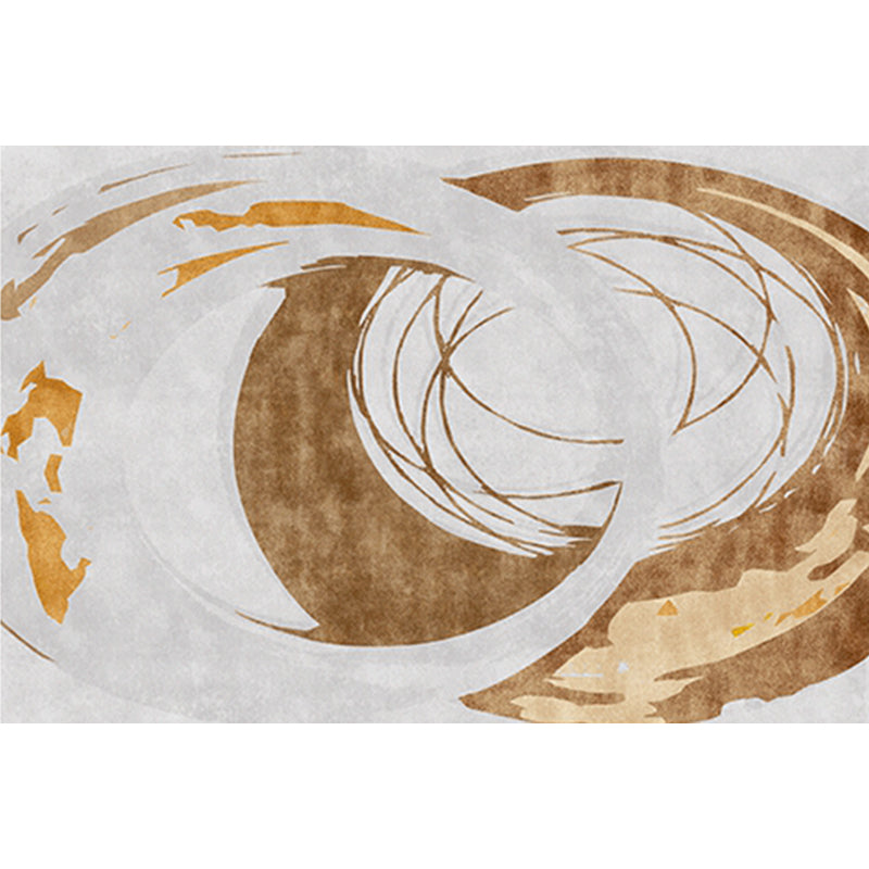 Lisslune | Brown Circle Design Carpet Polyester Industrial Carpet Washable Non-Slip Back Animal-Friendly Area Rug for the Living Room