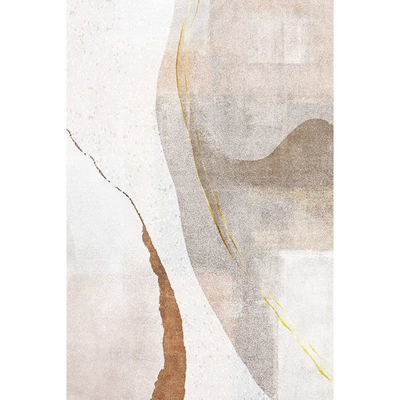 Lisslune | Brown Parlour Rug Simplicity Abstract Rug Polyester Machine Washable Non-Slip Backing Carpet