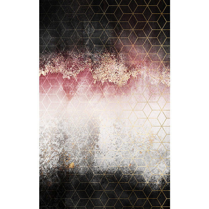 Lisslune | Modern Living Room Rug Black and Pink Abstract Rug Polyester Machine Washable Non-Slip Backing Pet-Friendly Rug