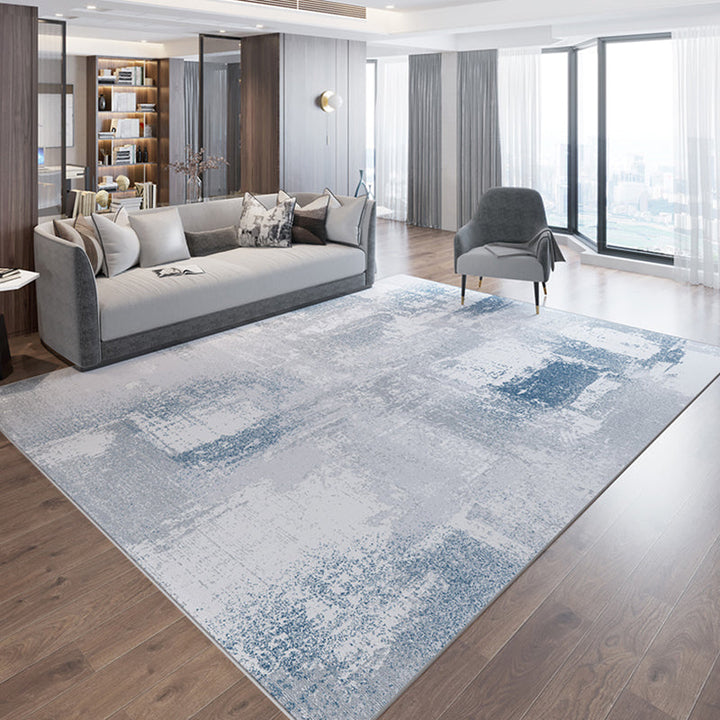 Lisslune | Gray and Brown Abstract Area Rug Polyester Industrial Rug Washable Non-Slip Back Pet-Friendly Indoor Rug for Bedroom