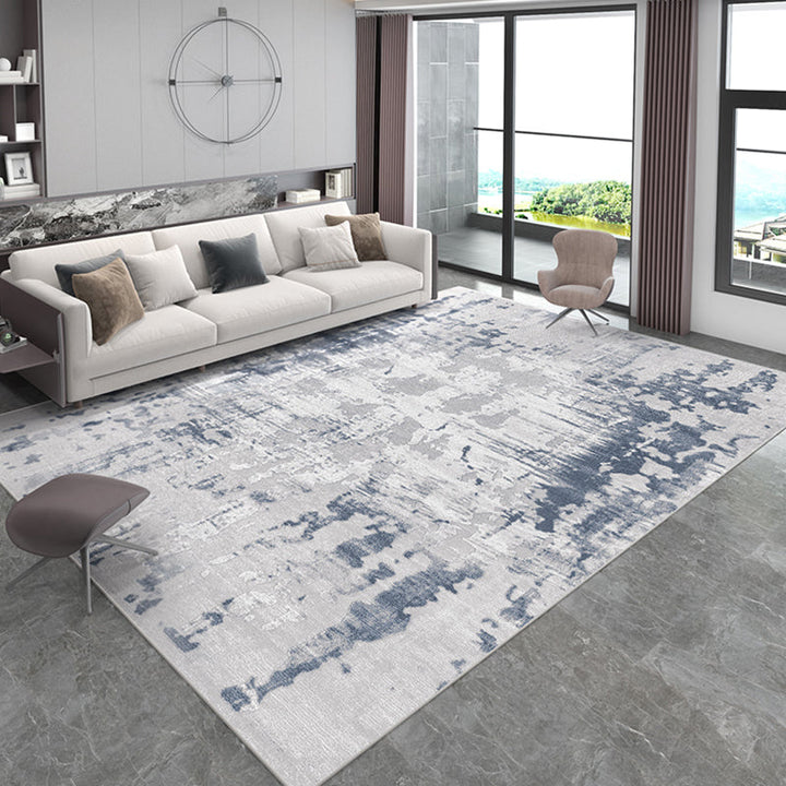 Lisslune | Gray and Brown Abstract Area Rug Polyester Industrial Rug Washable Non-Slip Back Pet-Friendly Indoor Rug for Bedroom