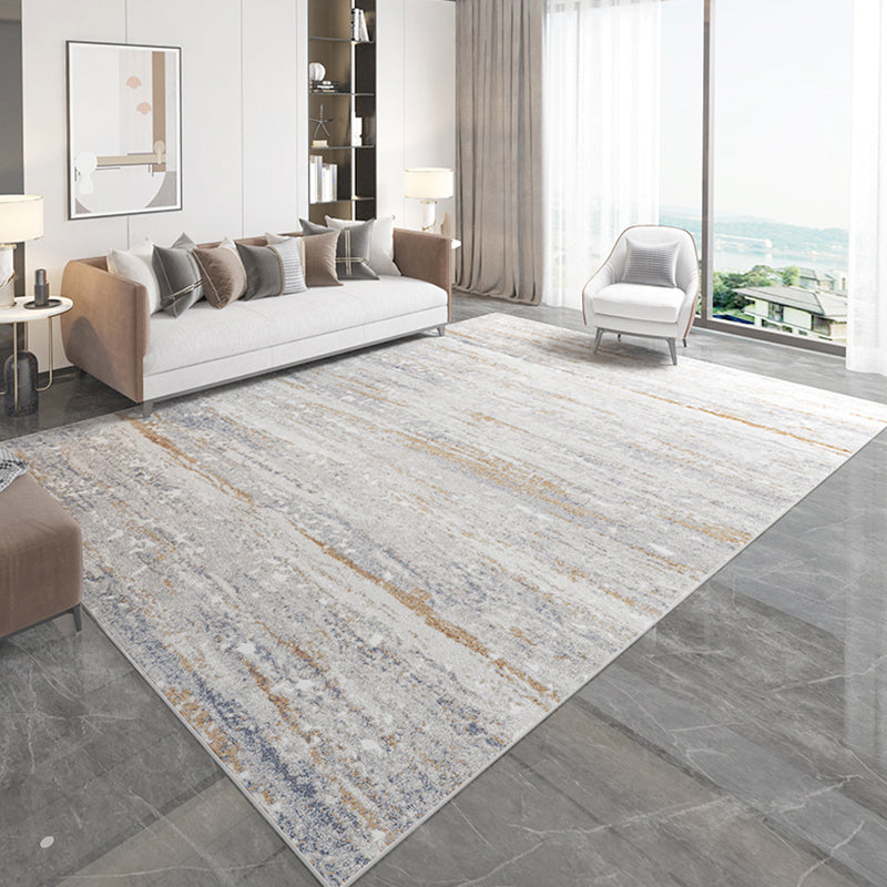 Lisslune | Gray and Brown Abstract Area Rug Polyester Industrial Rug Washable Non-Slip Back Pet-Friendly Indoor Rug for Bedroom
