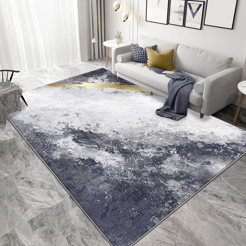 Lisslune | Gray Living Room Carpet contemporary abstract carpet polyester machine washable non-slip backing carpet