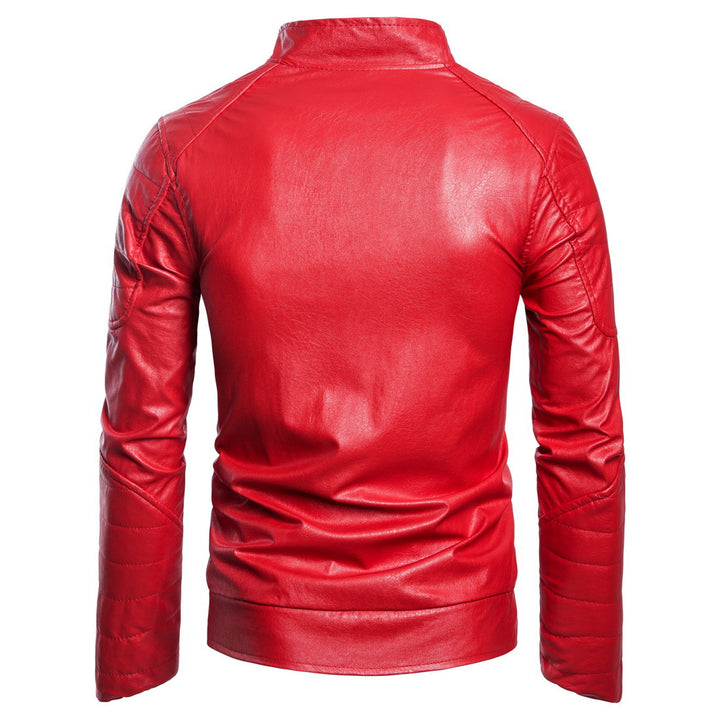 Men's high-quality quilted jacket made of synthetic leather with asymmetrical zipper Lisslune