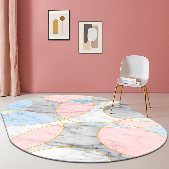 Lisslune | Multi-Color Living Room Rug Minimalist Geometry Rug Synthetic Non-Slip Back Rug