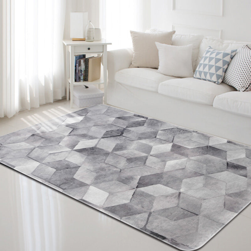 Lisslune | Dark geometric pattern rug Synthetic creative rug Non-slip rug for home decor