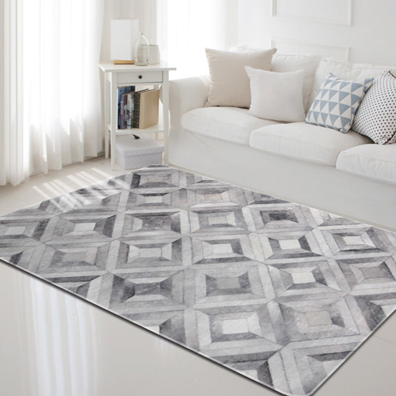 Lisslune | Dark geometric pattern rug Synthetic creative rug Non-slip rug for home decor